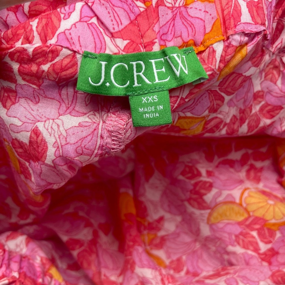 J. Crew Organic Cotton Voile Ruffle Beach Short‎ Pink Limone XXS All-Over Print - Picture 6 of 13